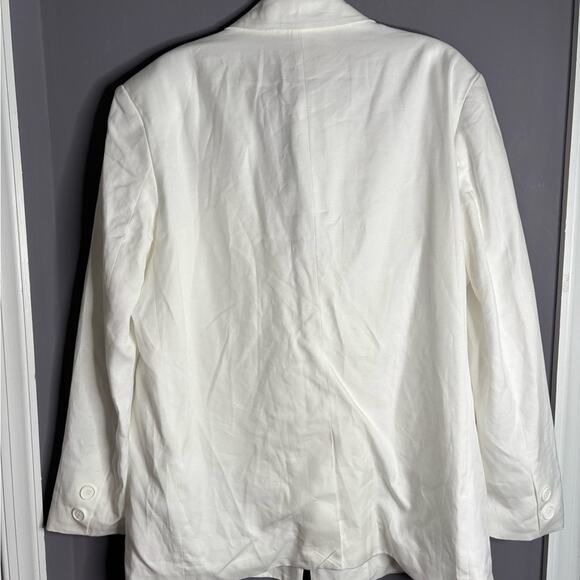 Pippa White Oversized One Button Linen Blazer Size Small - Picture 5 of 6